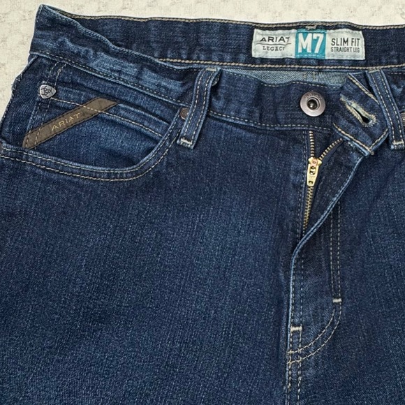 Ariat M7 Legacy Jeans Slim Fit Straight Leg Dark Wash Denim Mens 34x33 Western - Picture 13 of 15